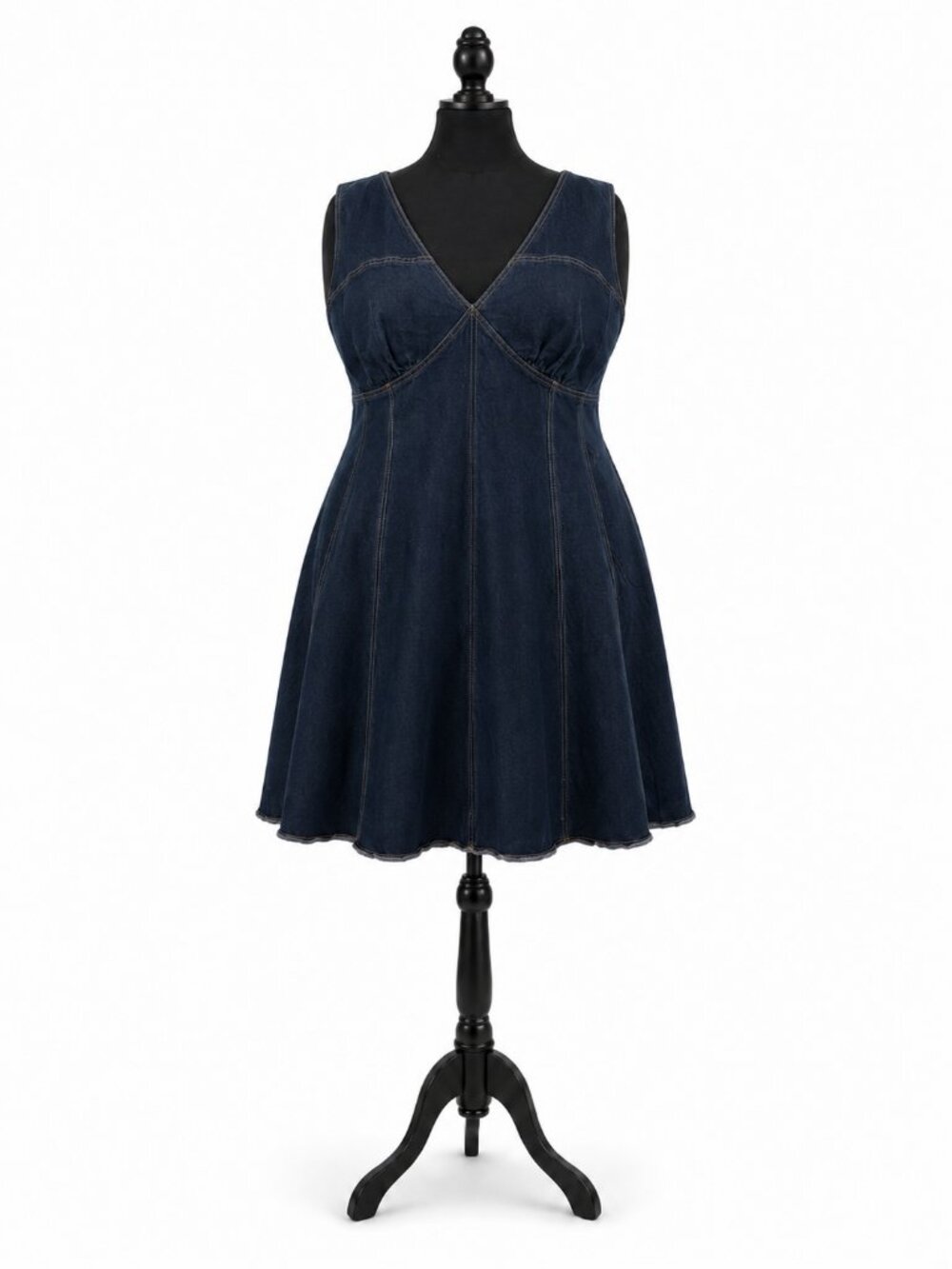 Bar III Plus Size Denim Halter Flared Dress 2X Dark Wash Fit & Flare
